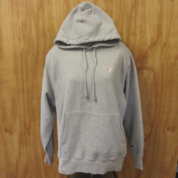 CHAMPION Reverse Weave VINTAGE Hoodie Sz Medium Gray C Logo 1990s Sweatshirt Y2K - Picture 1 of 12